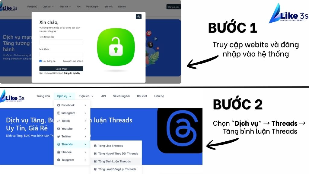 Các bước đăng ký dịch vụ tăng bình luận Threads