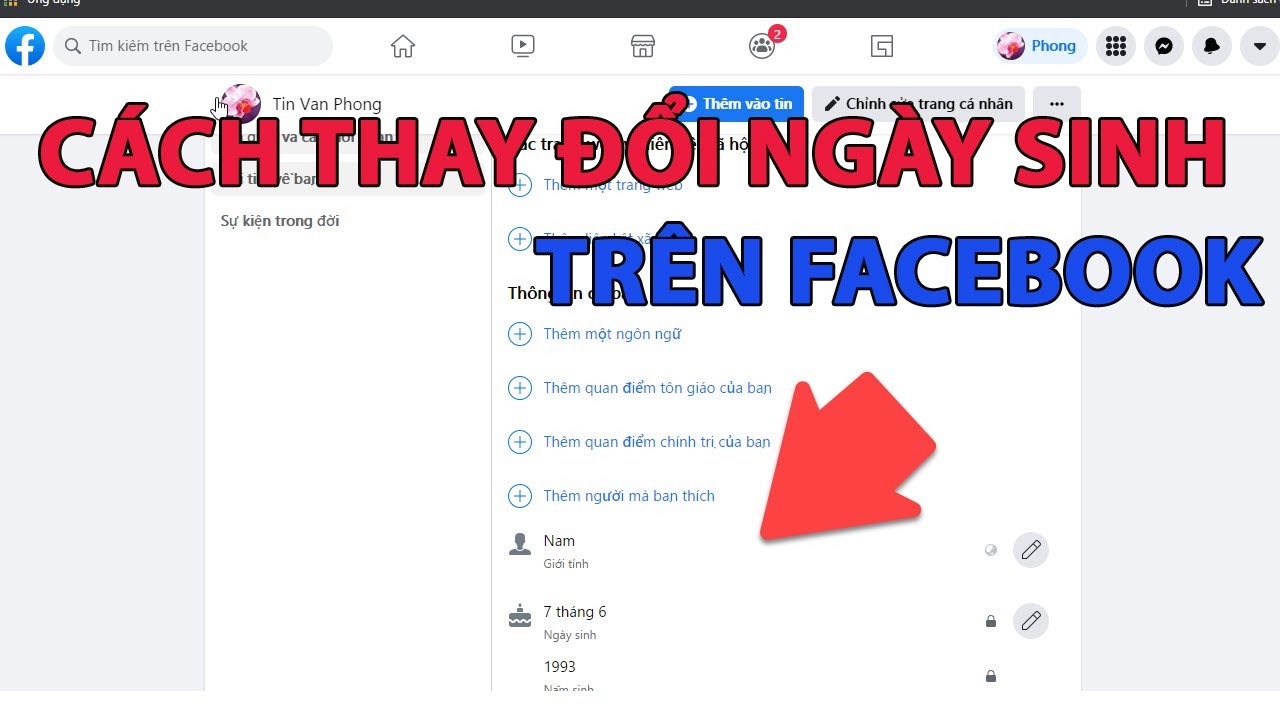 cách đổi ngày sinh trên Facebook