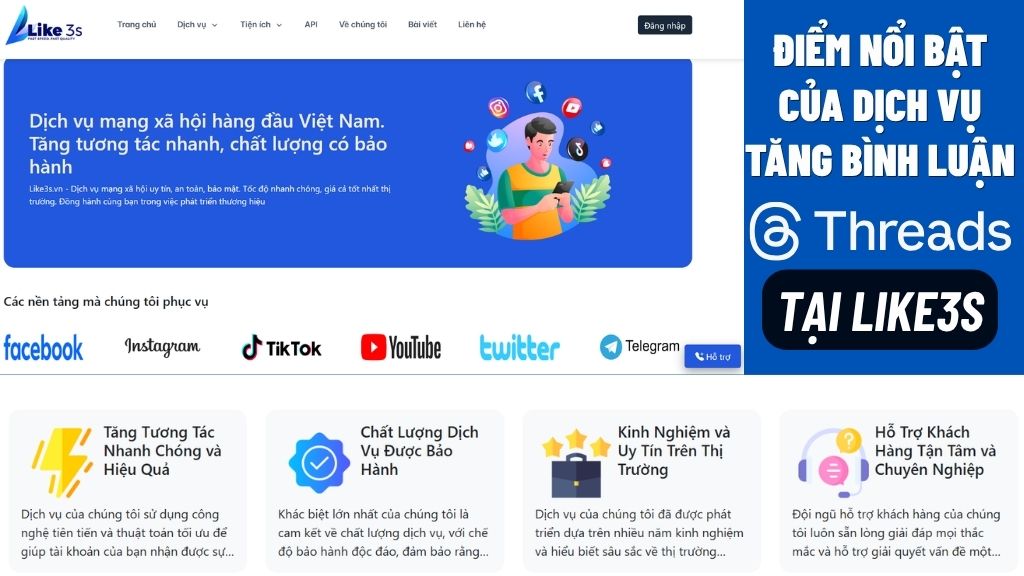 Điểm nổi bật của dịch vụ tăng bình luận Threads tại like3s