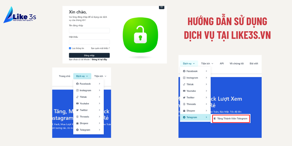 Hướng dẫn sử dụng dịch vụ tăng thành viên telegram tại Like3s.vn